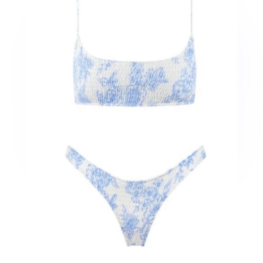 Triangl white & sky blue floral bikini size M